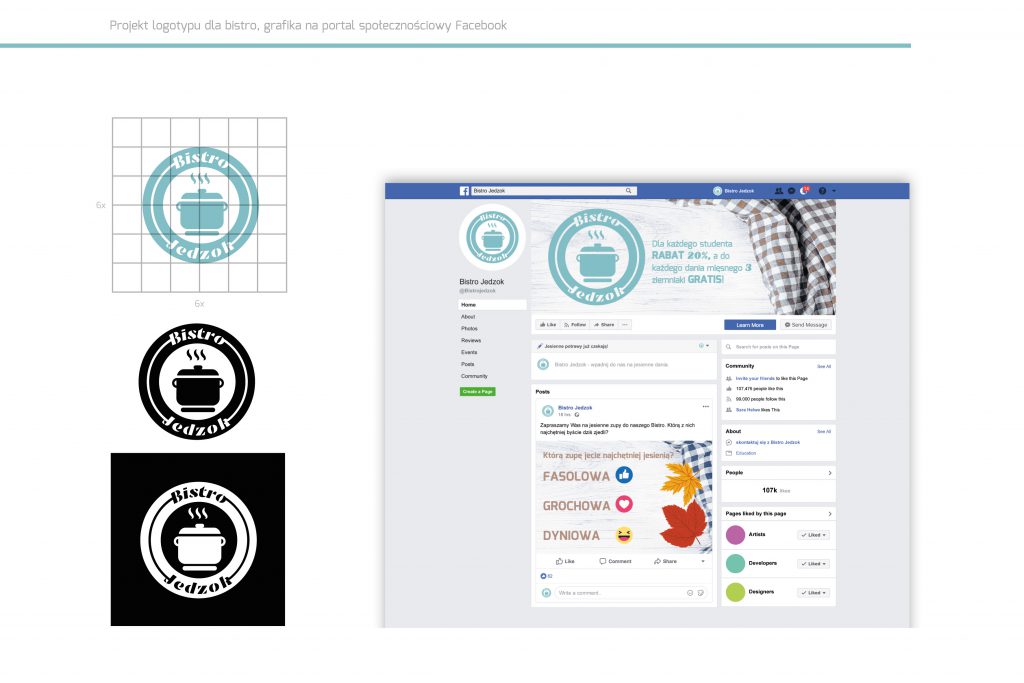Projekt logotypu, grafika na portal społecznościowy Facebook