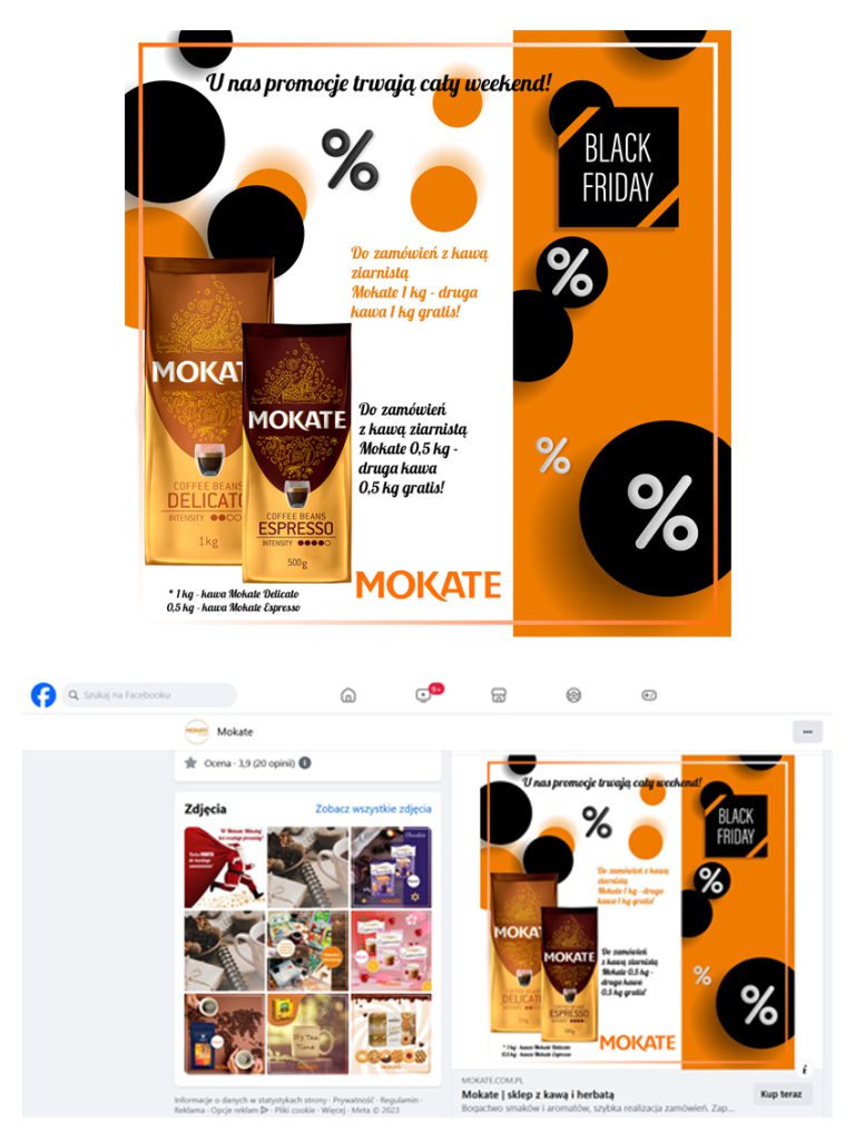 Post na platformę Facebook dla marki Mokate